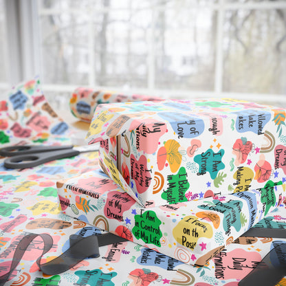 Positive Affirmation Wrapping Paper | Motivational Gift Wrap | Self Love Quote Paper | Inspirational Wrapping | Mental Health Gift Wrap