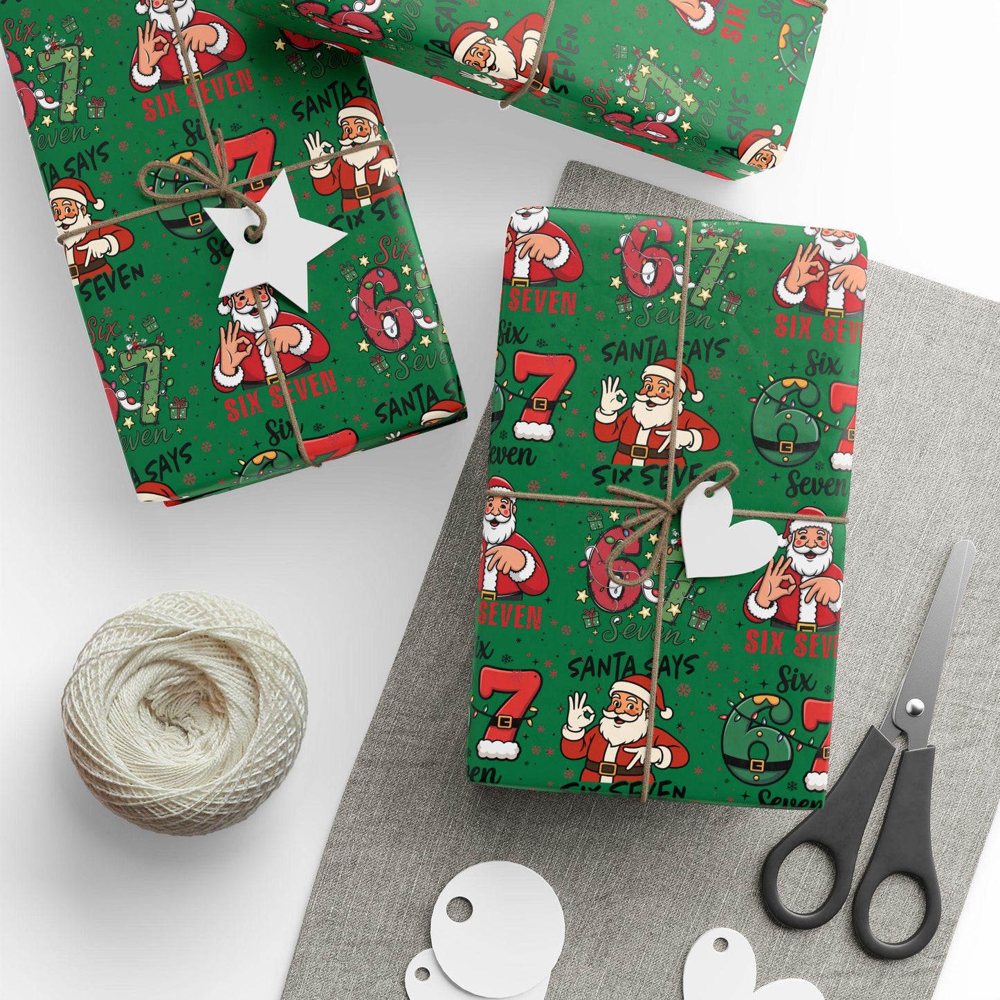 67 Wrapping Papers, 67 Meme Funny Christmas Gift Wrap for Kids, Santa Brain Rot Funny Gift Idea, Holiday Wrapping Roll