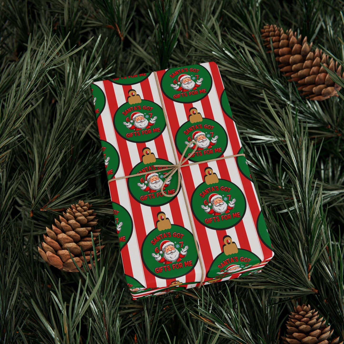 Santa 67 Wrapping Papers, 67 Meme Funny Christmas Gift Wrap for Kids, Santa Brain Rot Funny Gift Idea, Holiday Wrapping Roll