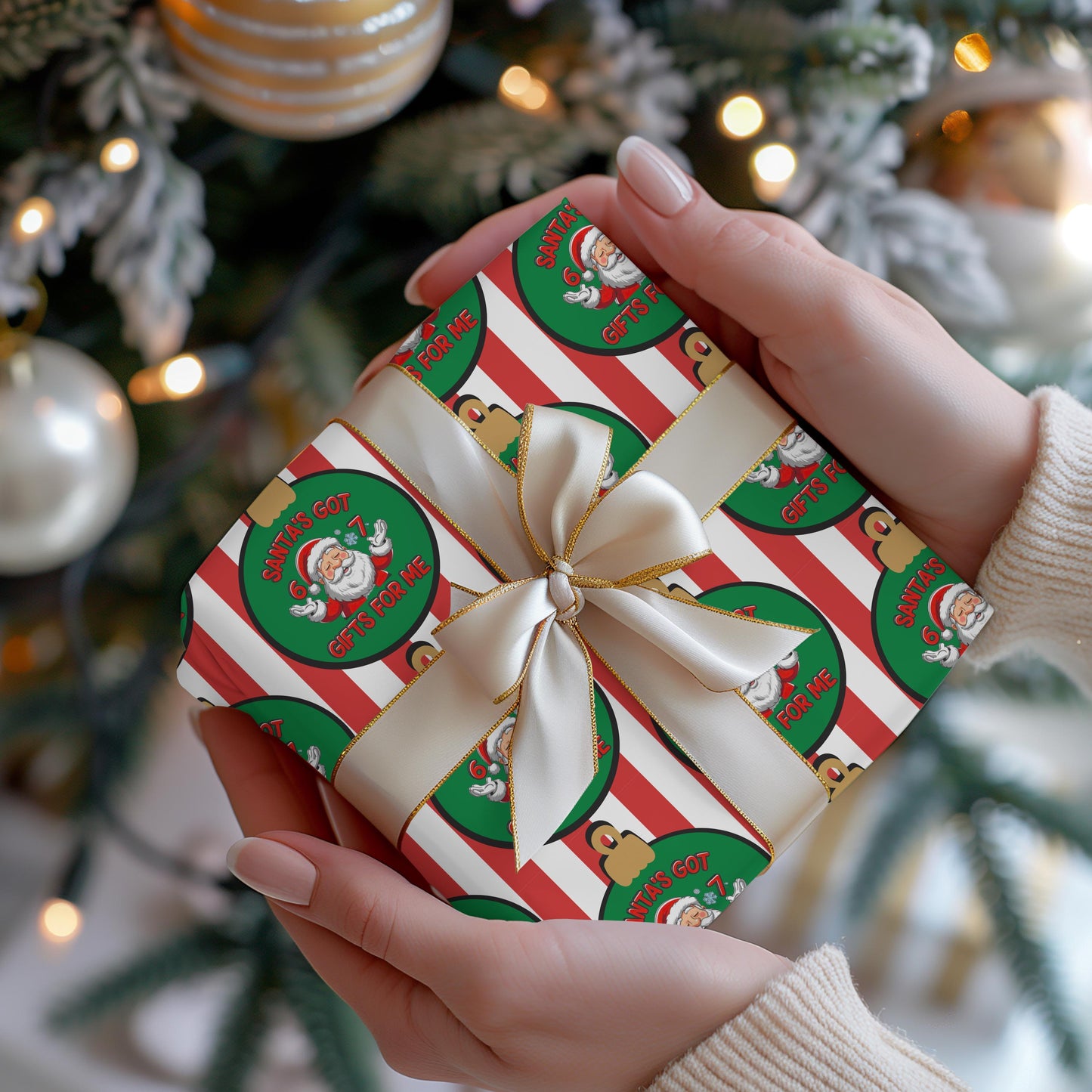 Santa 67 Wrapping Papers, 67 Meme Funny Christmas Gift Wrap for Kids, Santa Brain Rot Funny Gift Idea, Holiday Wrapping Roll