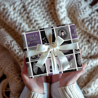 Wednesday Birthday Wrapping Paper: Goth Adams Family Gift Wrap