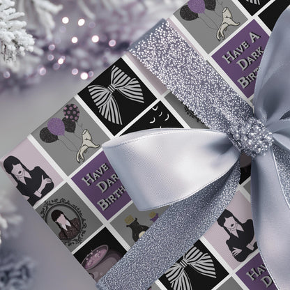 Wednesday Birthday Wrapping Paper: Goth Adams Family Gift Wrap