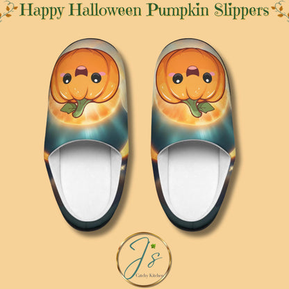 Slippers Happy Pumpkin Halloween Slippers Bright Orange Indoor House Shoes Cute Halloween Pumpkin Slippers Fun Color Cozy Footwear Gift