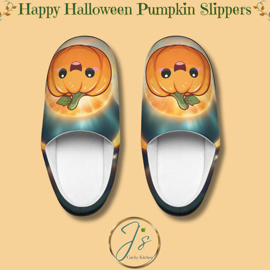 Slippers Happy Pumpkin Halloween Slippers Bright Orange Indoor House Shoes Cute Halloween Pumpkin Slippers Fun Color Cozy Footwear Gift