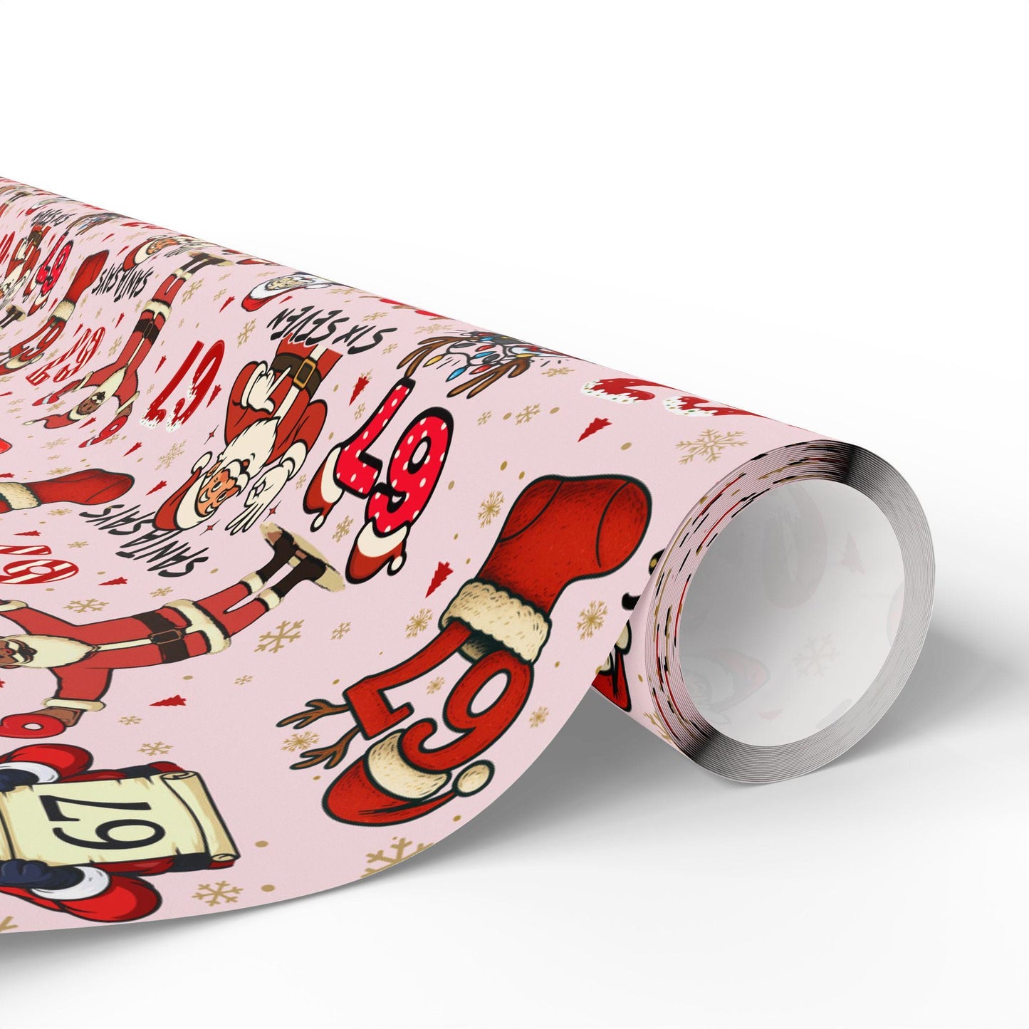PINK Wrapping Papers, 67 Meme Funny Christmas Gift Wrap for Kids, Childrens Brain Rot, Funny Gift Idea, Holiday Wrapping Roll, Unique Gift