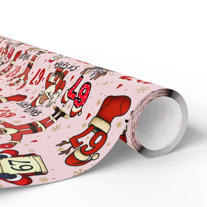 PINK Wrapping Papers, 67 Meme Funny Christmas Gift Wrap for Kids, Childrens Brain Rot, Funny Gift Idea, Holiday Wrapping Roll, Unique Gift