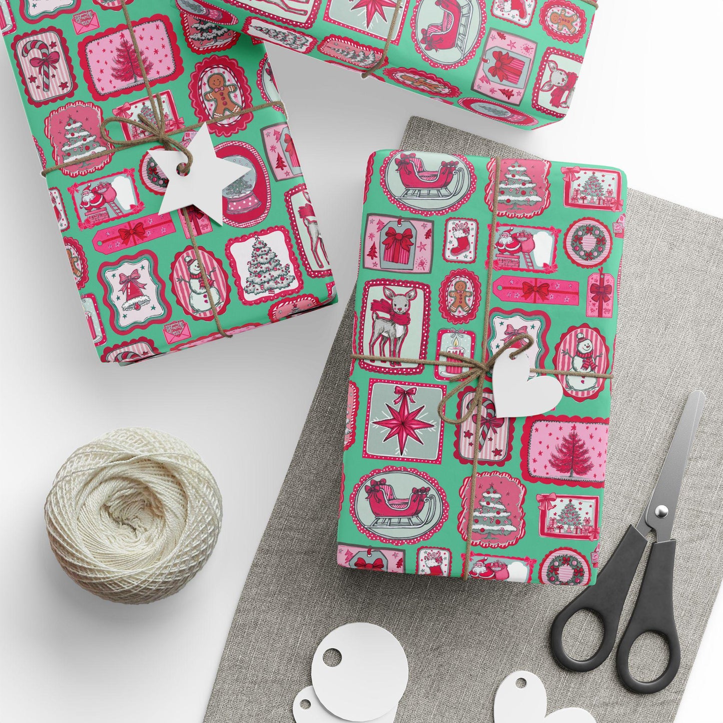 PINK Wrapping Papers, Preppy Christmas Gift Wrap for Kids, Childrens Gift Idea, Bright Gift Idea, Holiday Gift Wrapping