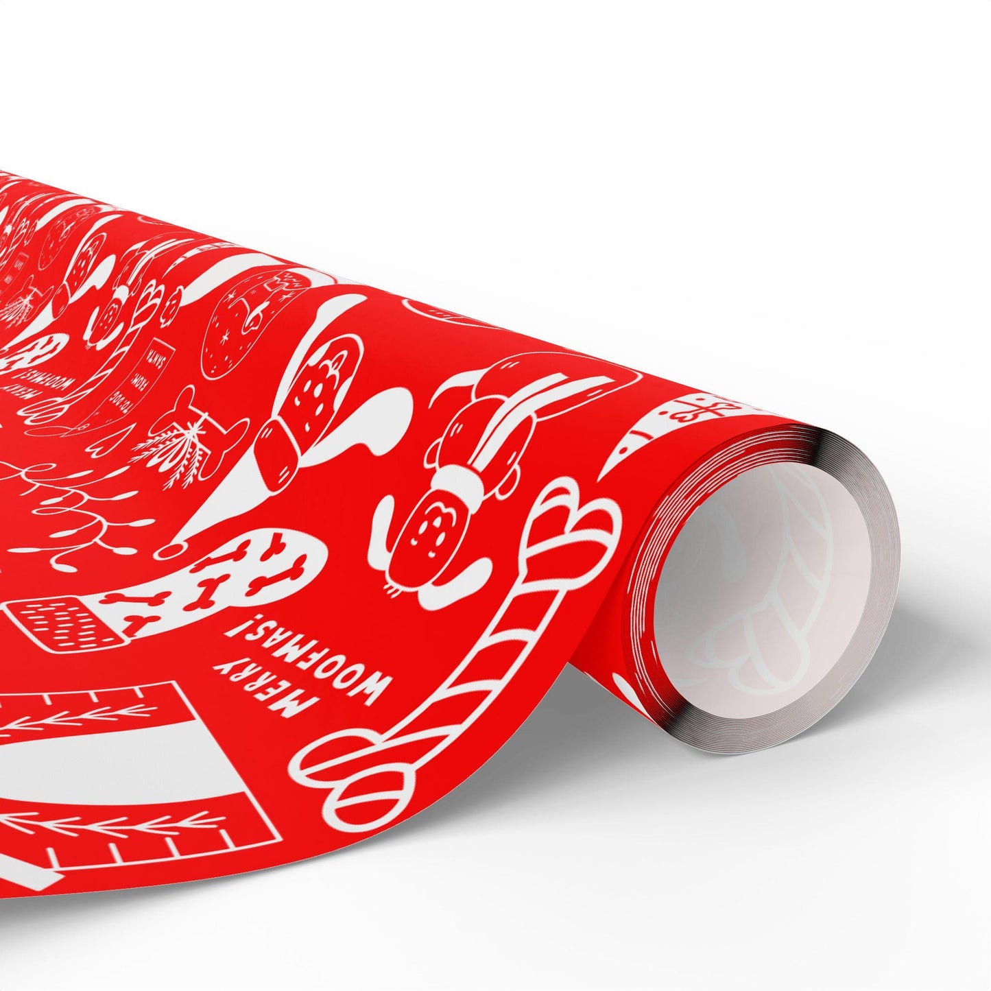 Dog Gift Wrap Paper, Hand Drawn Doodle Drawings in Red and White, DOGGY Wrapping Papers, Puppy  Gift Wrap