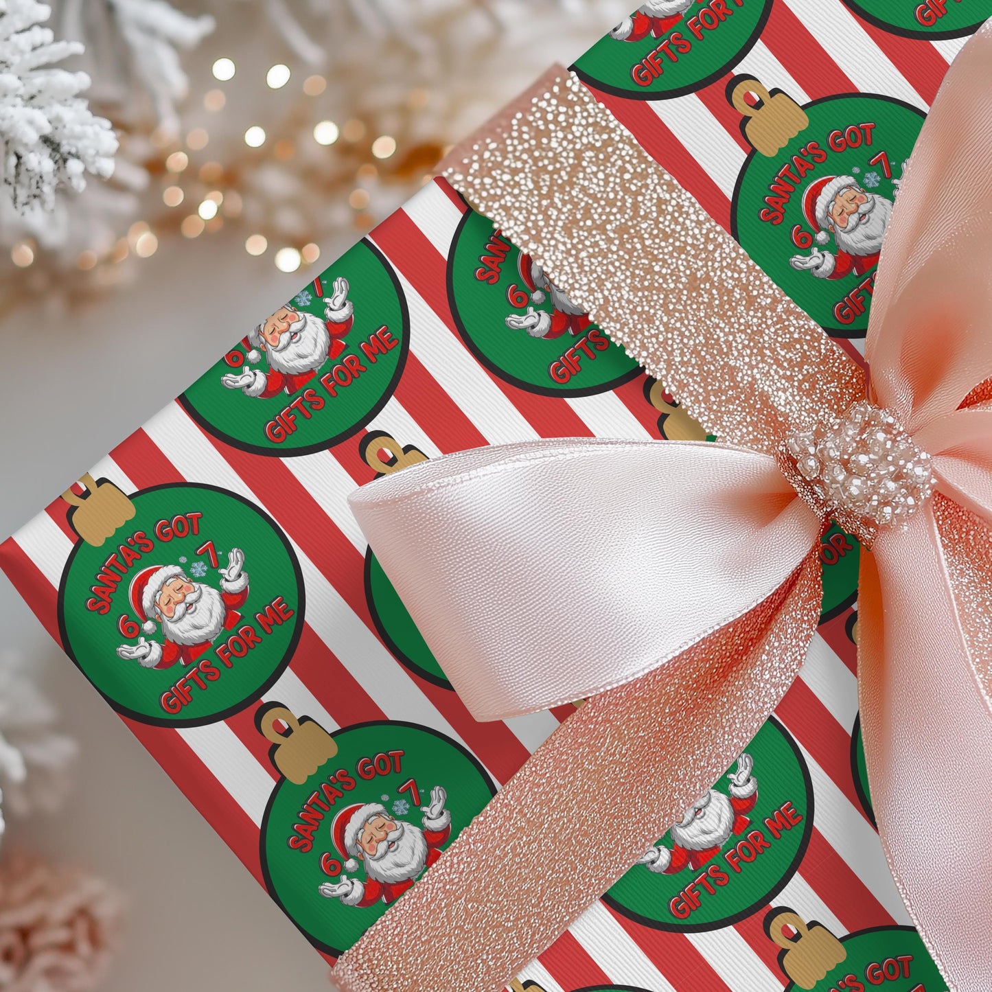 Santa 67 Wrapping Papers, 67 Meme Funny Christmas Gift Wrap for Kids, Santa Brain Rot Funny Gift Idea, Holiday Wrapping Roll