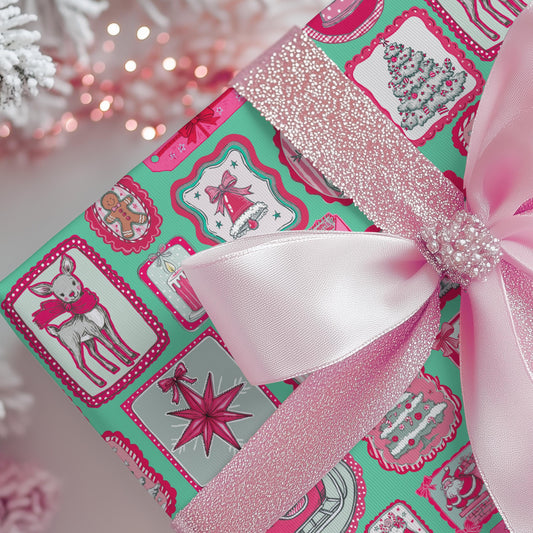 PINK Wrapping Papers, Preppy Christmas Gift Wrap for Kids, Childrens Gift Idea, Bright Gift Idea, Holiday Gift Wrapping