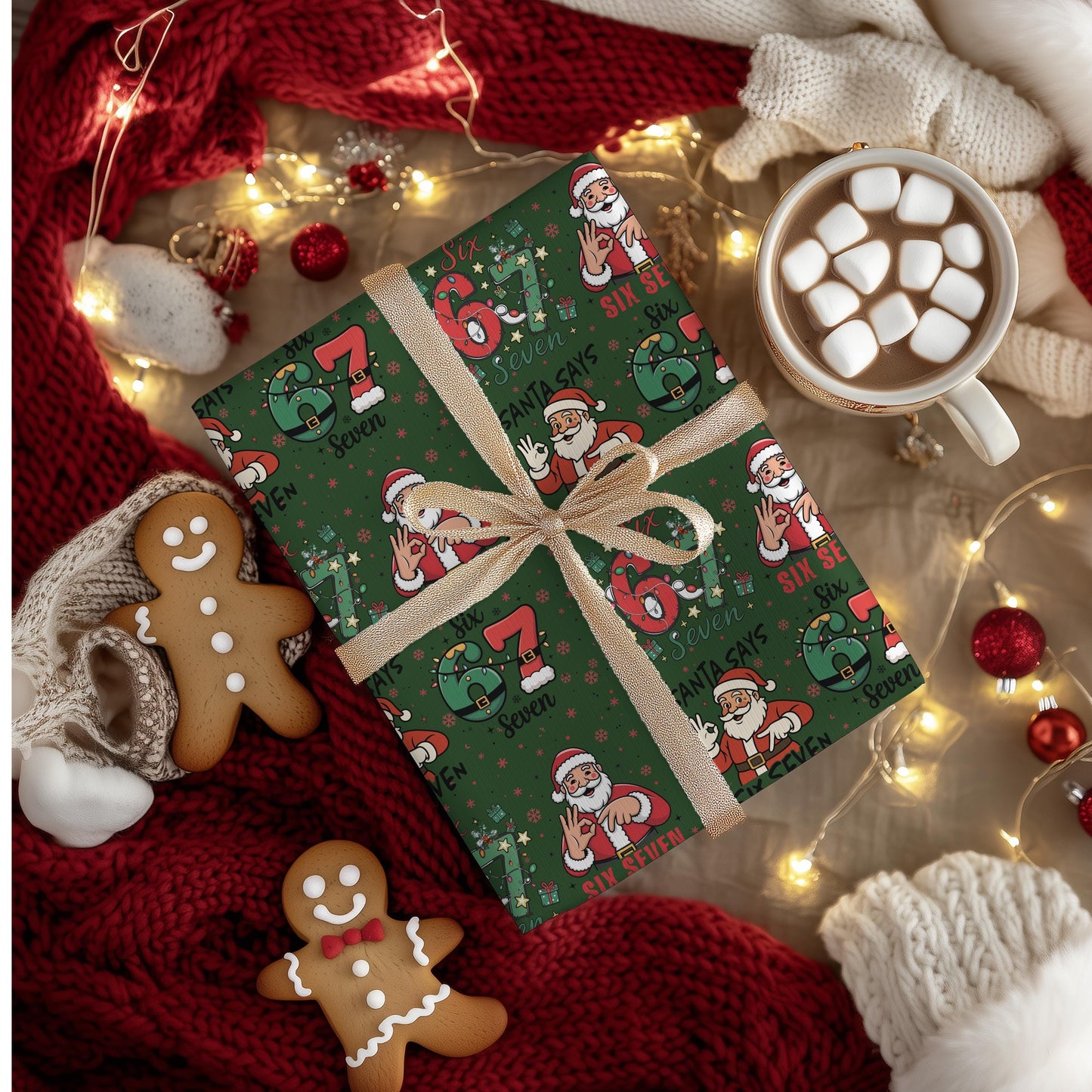 67 Wrapping Papers, 67 Meme Funny Christmas Gift Wrap for Kids, Santa Brain Rot Funny Gift Idea, Holiday Wrapping Roll