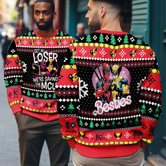 Deadpool Wolverine Ugly Sweater, Get in Loser Superhero Sweatshirt,Superhero 2025 Christmas Sweater,Wolverine Ugly Sweater, Christmas Gift