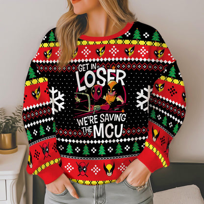 Deadpool Wolverine Ugly Sweater, Get in Loser Superhero Sweatshirt,Superhero 2025 Christmas Sweater,Wolverine Ugly Sweater, Christmas Gift