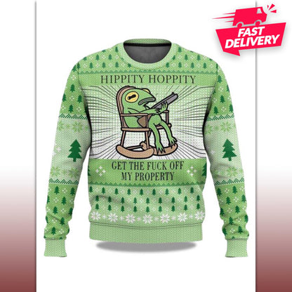 Hippity Hoppity Frog Meme Christmas Ugly Sweater, Family Matching Outfit, Friends Party, Hoodie Christmas Gifts, funny Swearer Ugly For Dad