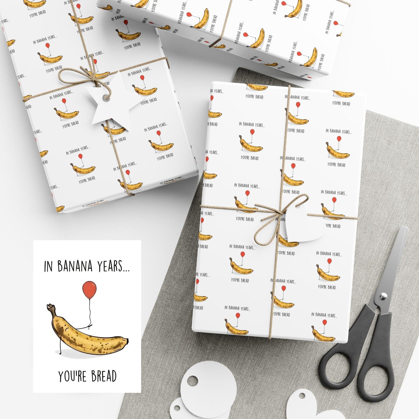 In Banana Years You're Bread Birthday Wrapping Paper, Fun Gift Wrap, Wrapping Sheets, Celebration Paper, Gift Packaging paper work office