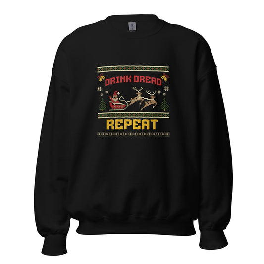 Drink Dread Repeat Funny Christmas Jumper | Ugly Xmas | Unisex Holiday Sweatshirt Hoodie | Drinking Festive Party Outfit