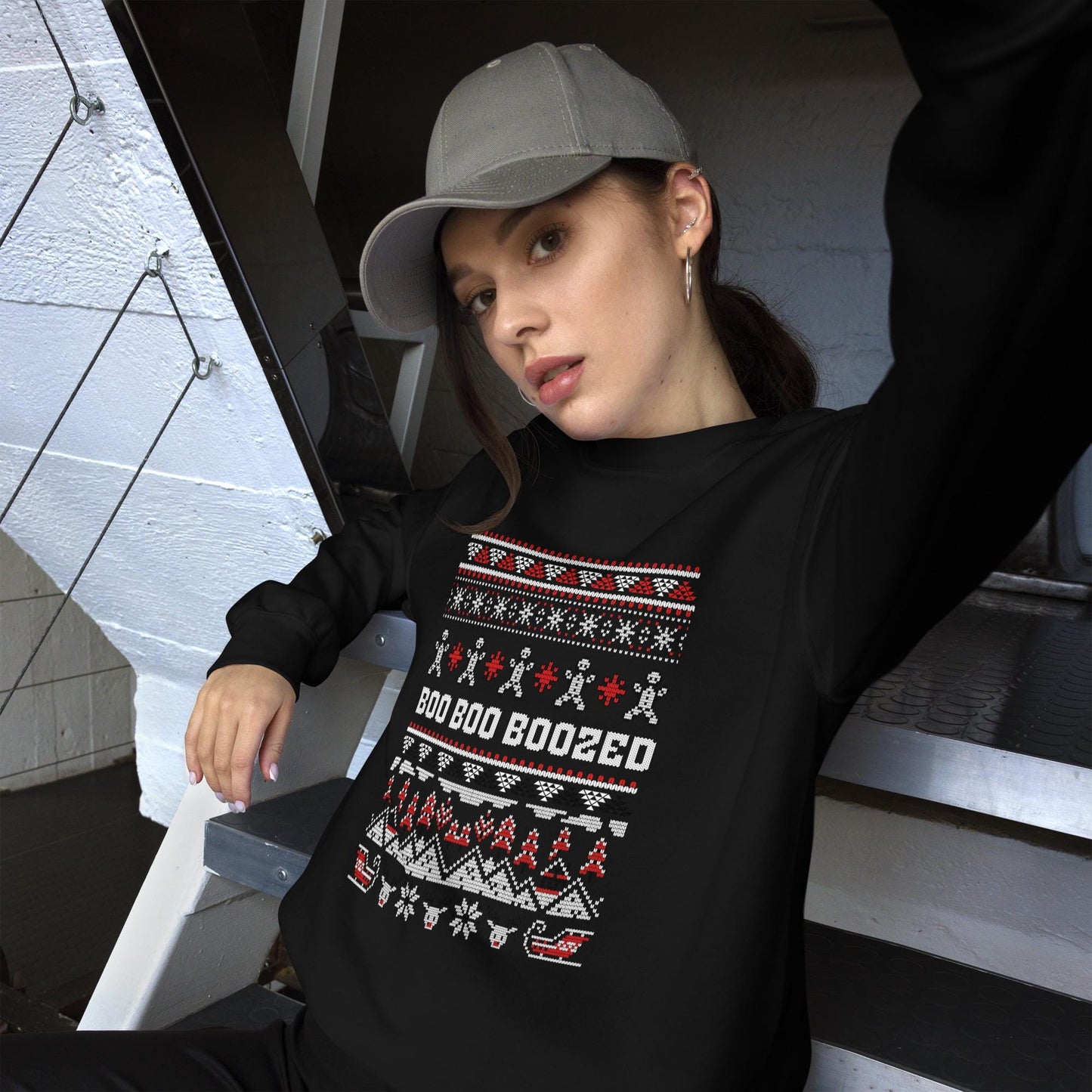 Boo Boo Boozed Funny Christmas Jumper | Ugly Xmas | Unisex Holiday Sweatshirt Hoodie | Drinking Festive Party Outfit