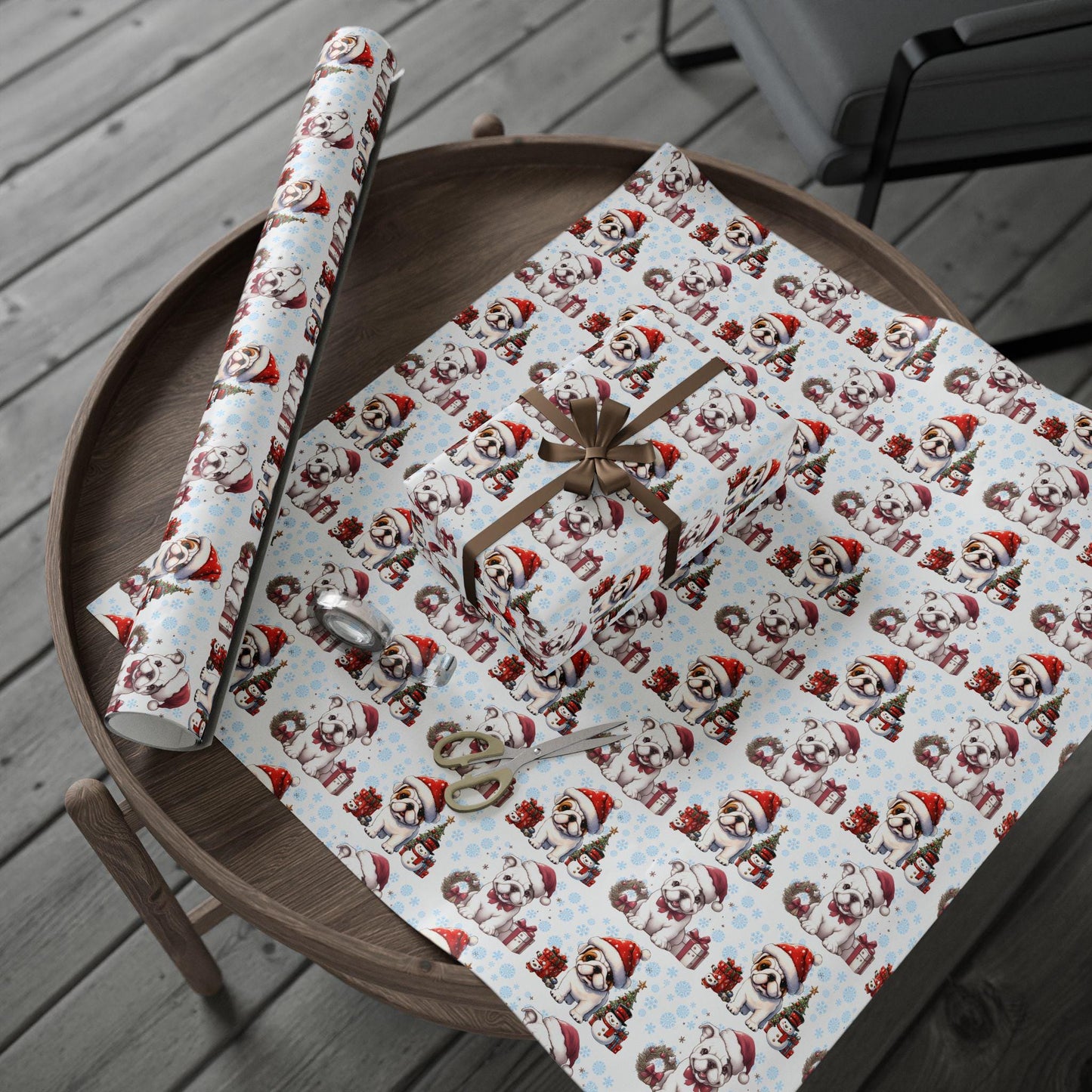 Bulldog Lovers Wrapping Papers, Christmas Gift Wrap, Cute Dog Holiday Present, Pet Owner Festive Paper, Animal Lover Xmas Decoration