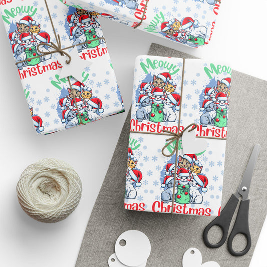 Cat Lover Christmas Wrapping Paper Cute, Holiday Gift Wrap, Unique Present Packaging, Festive Christmas Gift Wrap, Animal Lover Wrapping