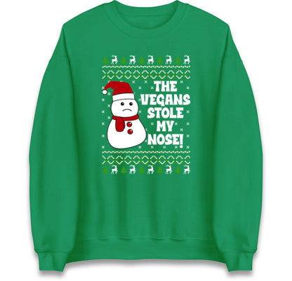 The Vegans Stole My Nose Christmas Funny Jumper, Xmas Funny Snowman Hoodie, Christmas T Shirt, Ugly Christmas jumper