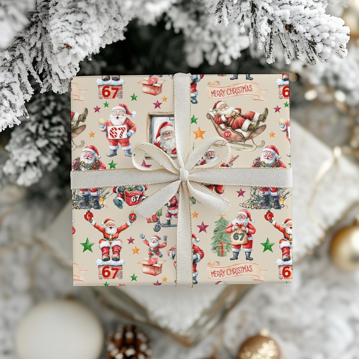 Wrapping Papers, 67 Meme Christmas Gift Wrap, Kids Funny Wrapping Paper, Santa Gift Wrap, Brain Rot 67 Meme, Holiday Gift Wrap