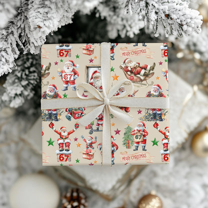 Wrapping Papers, 67 Meme Christmas Gift Wrap, Kids Funny Wrapping Paper, Santa Gift Wrap, Brain Rot 67 Meme, Holiday Gift Wrap