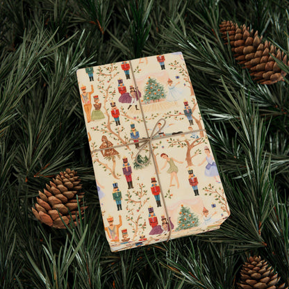 Nutcracker Ballet Wrapping Paper: Ballerinas, Toy Soldiers, Christmas Tree