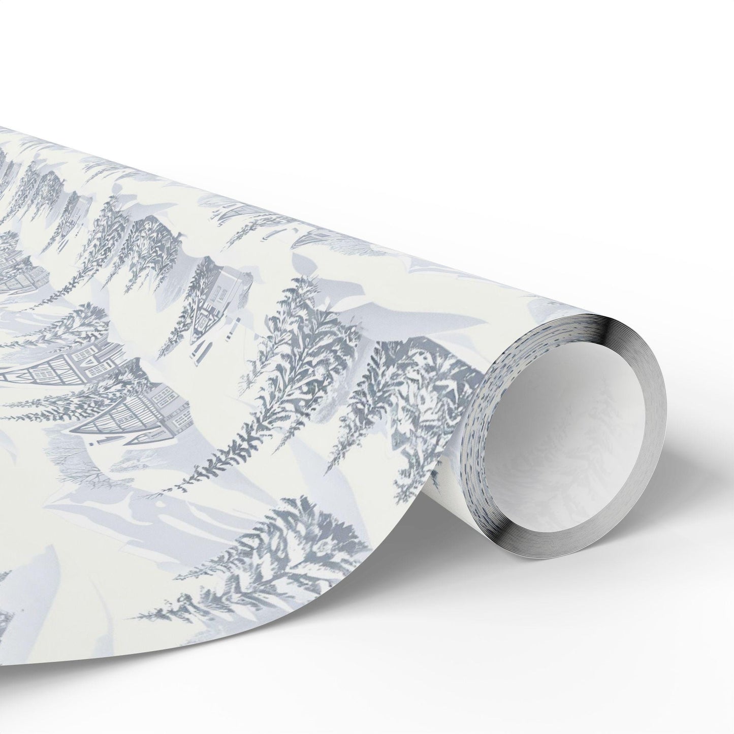 Winter Village Gift Wrap: Neutral Snowy Holiday House Wrapping Paper