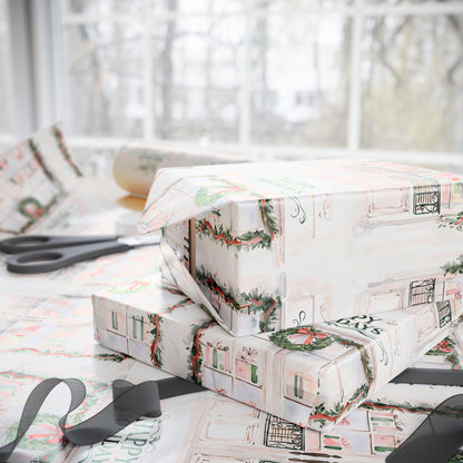 Holiday Wreath Gift Wrapping Paper: Festive Christmas Present Wrap