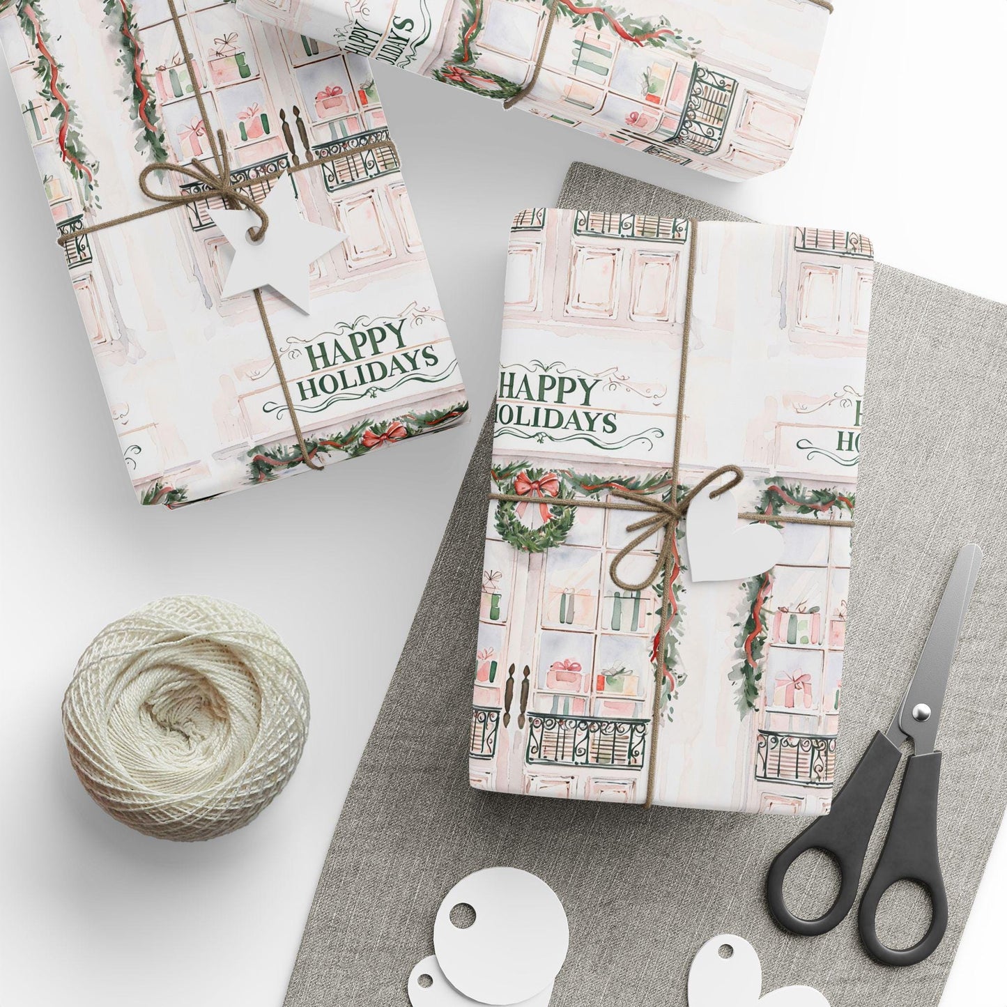 Holiday Wreath Gift Wrapping Paper: Festive Christmas Present Wrap