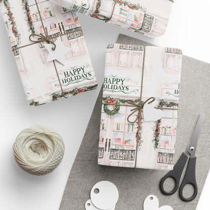 Holiday Wreath Gift Wrapping Paper: Festive Christmas Present Wrap