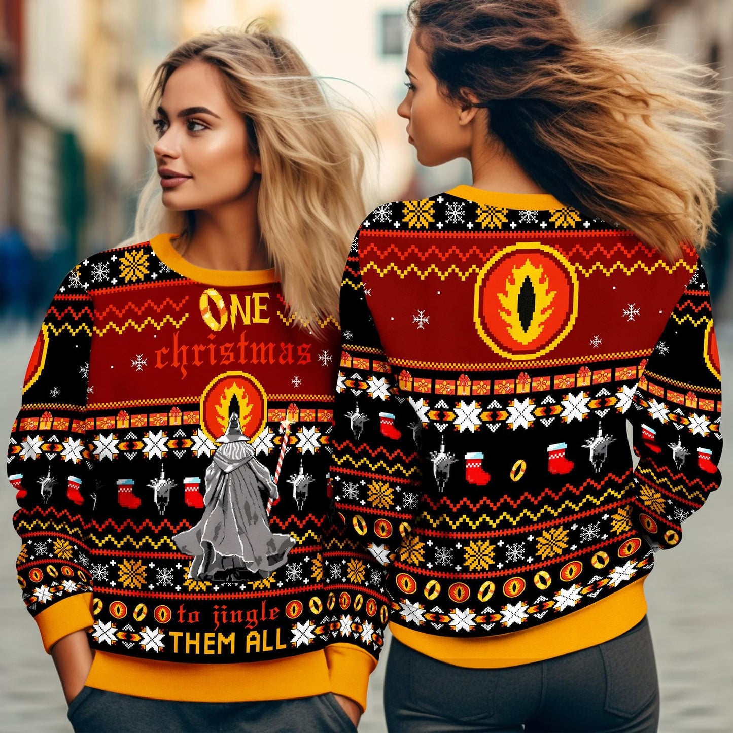 One Christmas To Jingle Them All Ugly Sweater, Lord Of The Rings Ugly Christmas Sweatshirt, LOTR Christmas Ugly Sweater, Christmas Holiday