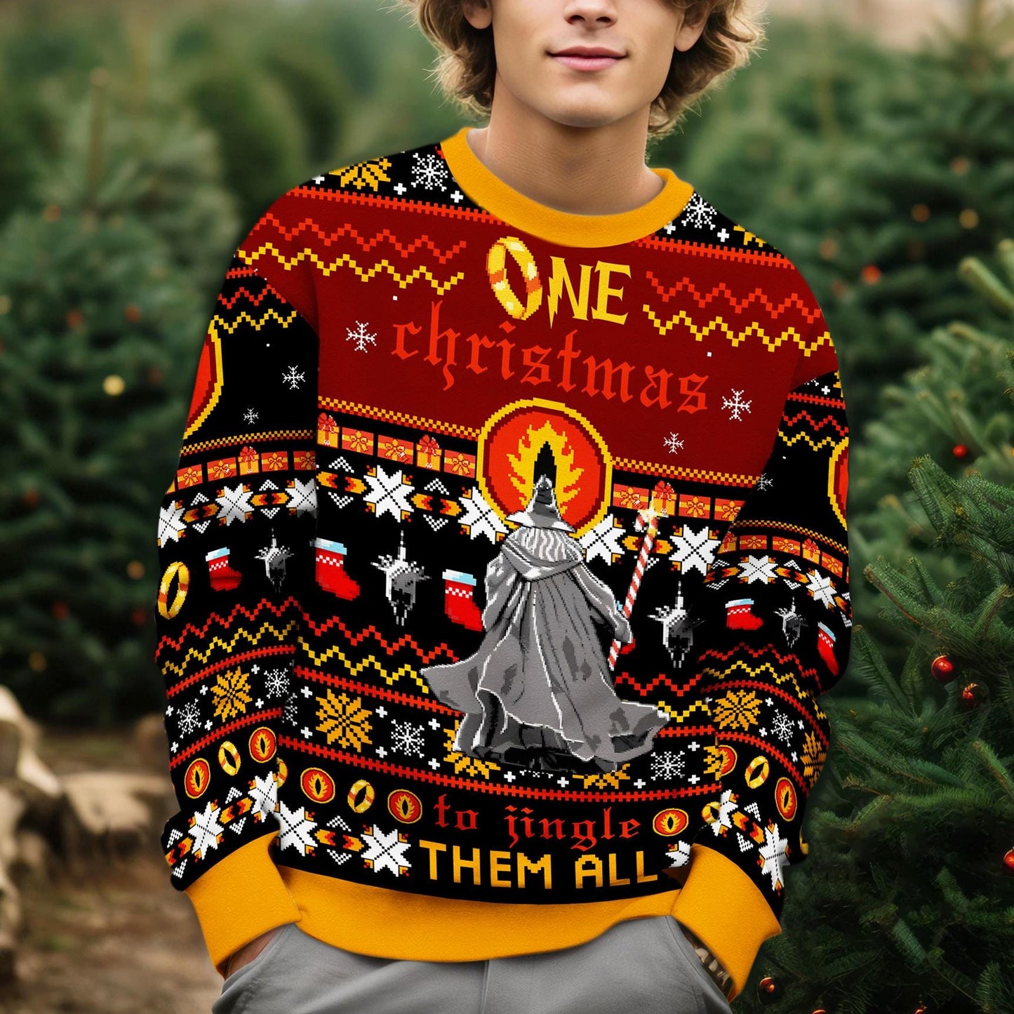 One Christmas To Jingle Them All Ugly Sweater, Lord Of The Rings Ugly Christmas Sweatshirt, LOTR Christmas Ugly Sweater, Christmas Holiday