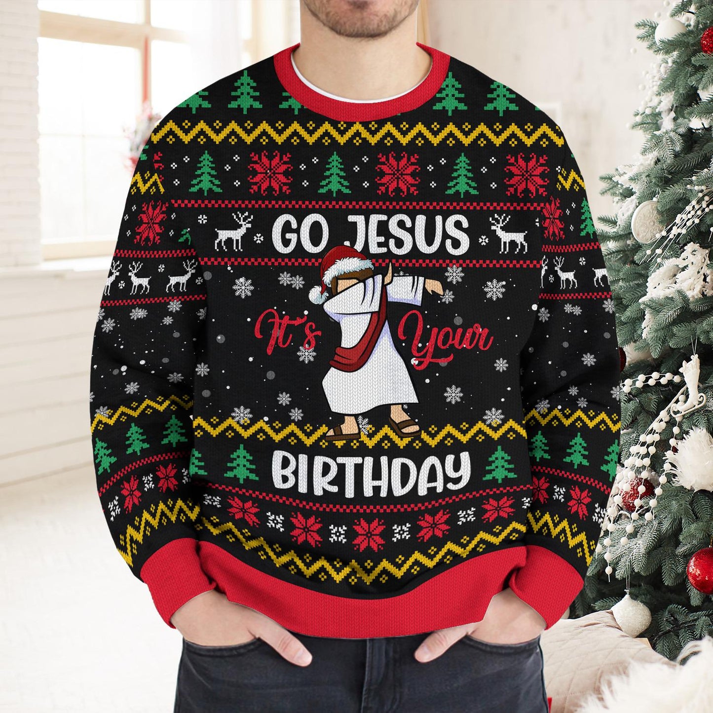 Go Jesus It's Your Birthday Ugly Sweatshirt, Gift for Him, Funny Xmas Sweater, Christmas Gift, Jesus Christmas Sweatshirt