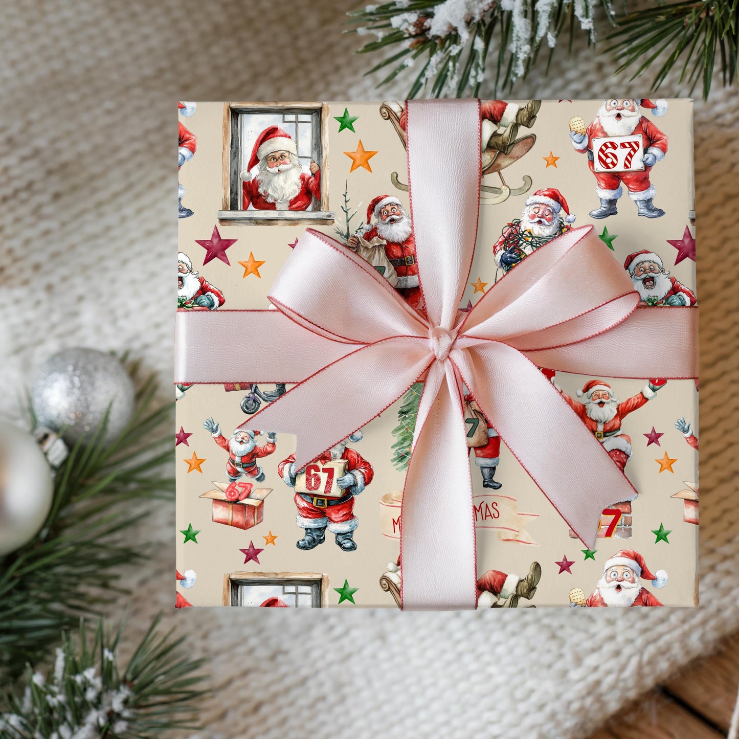 Wrapping Papers, 67 Meme Christmas Gift Wrap, Kids Funny Wrapping Paper, Santa Gift Wrap, Brain Rot 67 Meme, Holiday Gift Wrap