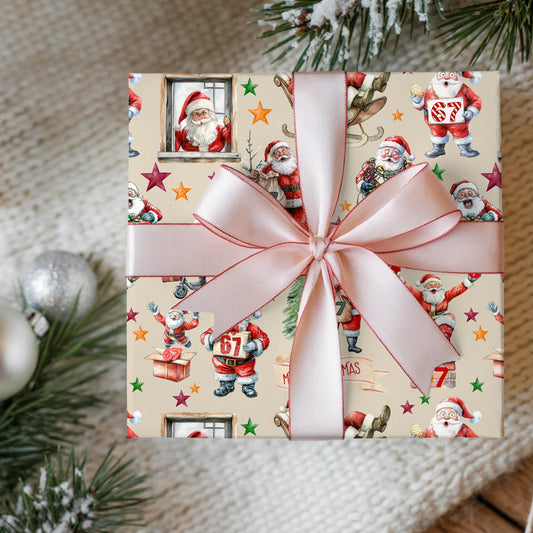 Wrapping Papers, 67 Meme Christmas Gift Wrap, Kids Funny Wrapping Paper, Santa Gift Wrap, Brain Rot 67 Meme, Holiday Gift Wrap