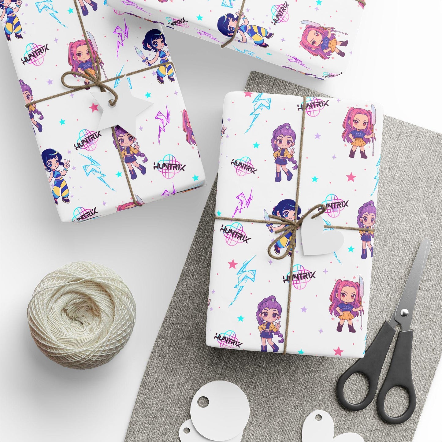 K-Pop Demon  Hunter Anime Wrapping Paper | Cute Chibi Gift Wrap | Kawaii Character Wrap | Korean Pop Fan Art | Aesthetic Gift Wrap Sheets