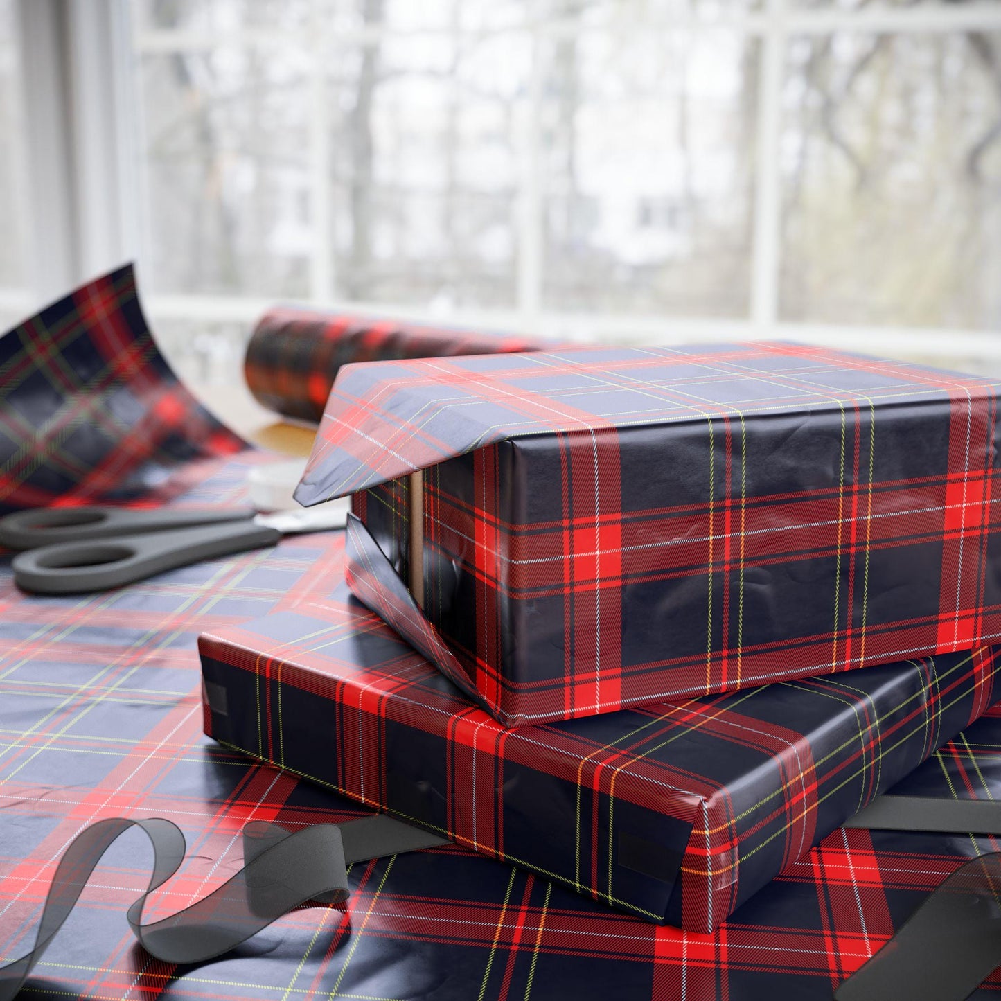 Plaid Wrapping Papers, Vintage Plaid GIFT WRAP, Ralph Lauren Christmas, Rustic Holiday,  Blue & Rec Plaid Festive HOLIDAY Paper