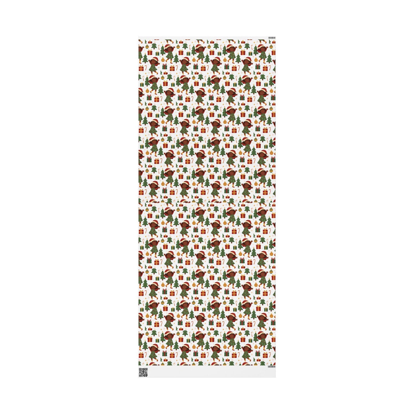 Black Christmas Wrapping Paper: Joyful Kids in Santa Hats
