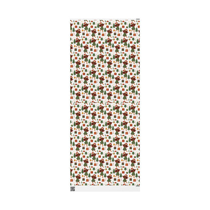 Black Christmas Wrapping Paper: Joyful Kids in Santa Hats