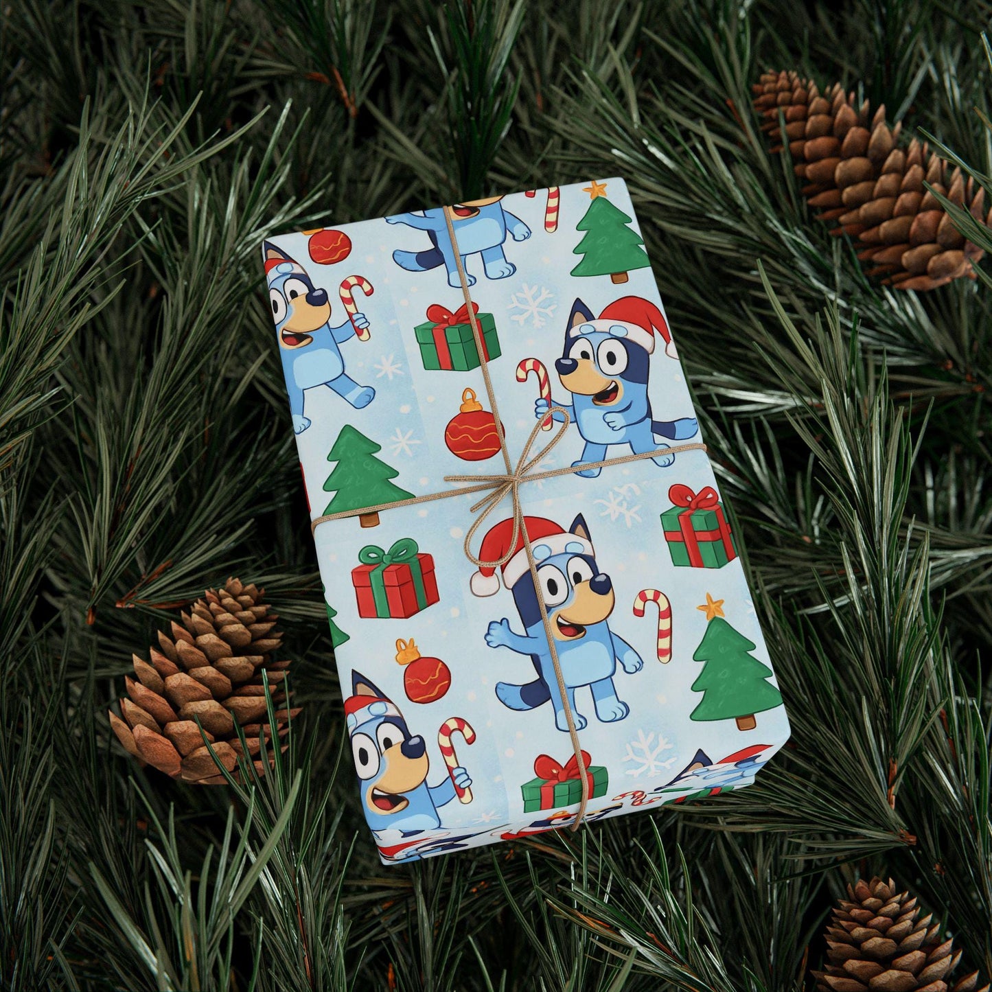 Cartoon Dog Christmas Wrapping Paper, Cute Holiday Gift Wrap with Santa Hat Dog, Festive Kids Party Gift Wrap Sheets