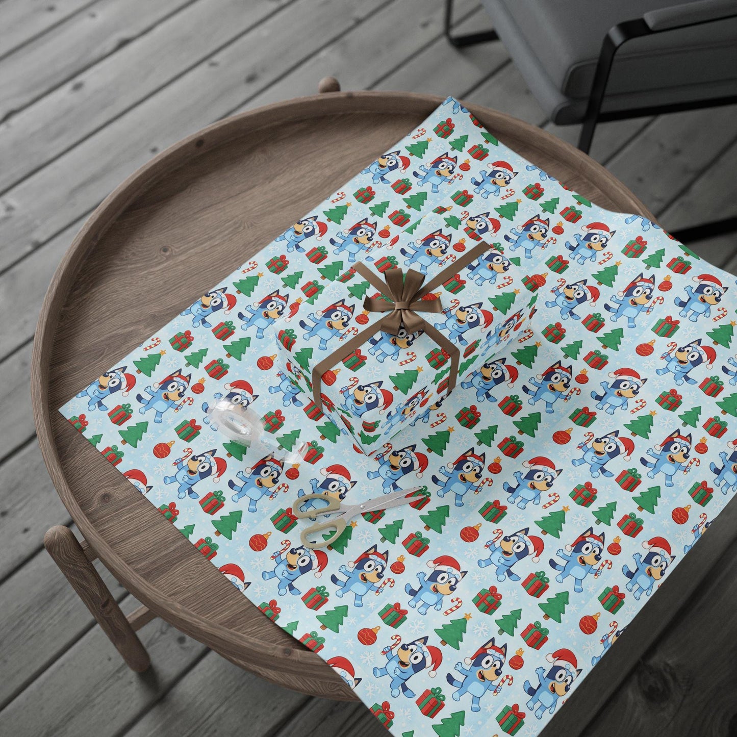Cartoon Dog Christmas Wrapping Paper, Cute Holiday Gift Wrap with Santa Hat Dog, Festive Kids Party Gift Wrap Sheets