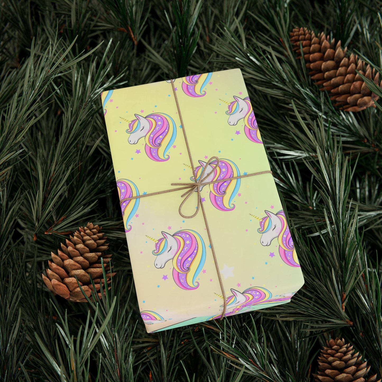 Pastel Rainbow Unicorn Wrapping Paper: Magical Birthday Gift Wrap