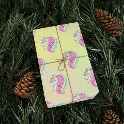 Pastel Rainbow Unicorn Wrapping Paper: Magical Birthday Gift Wrap