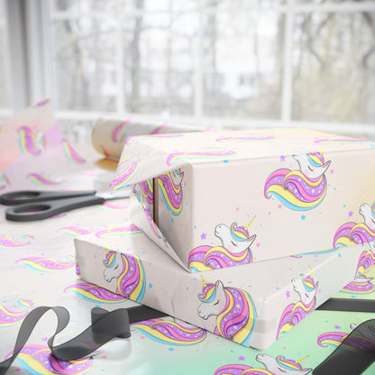 Pastel Rainbow Unicorn Wrapping Paper: Magical Birthday Gift Wrap