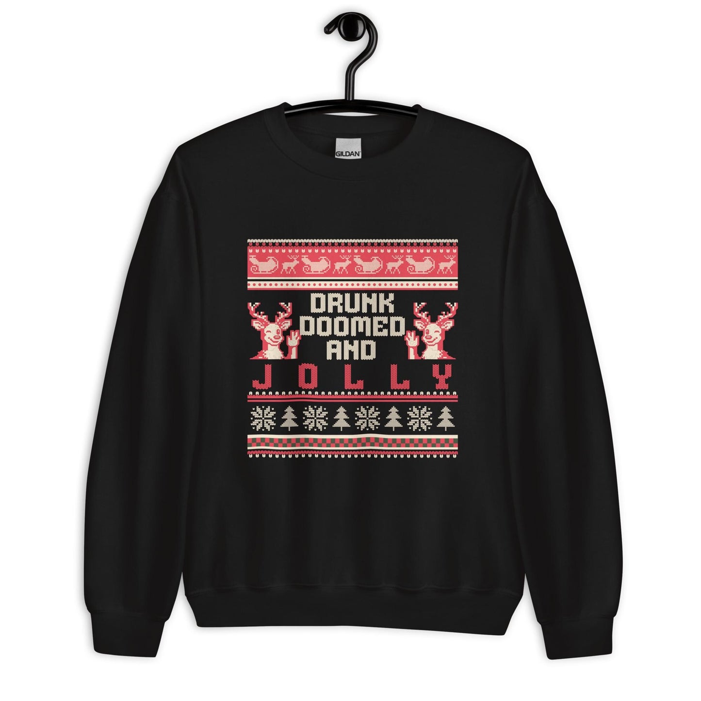 Drunk Doomed and Jolly Christmas Jumper | Funny Drinking Xmas | Ugly Holiday Knitwear | Party Outfit | Secret Santa Gift for Adults