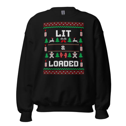 Lit & Loaded Funny Christmas Jumper | Ugly Xmas | Boozy Festive Party Outfit | Adult Secret Santa Gift
