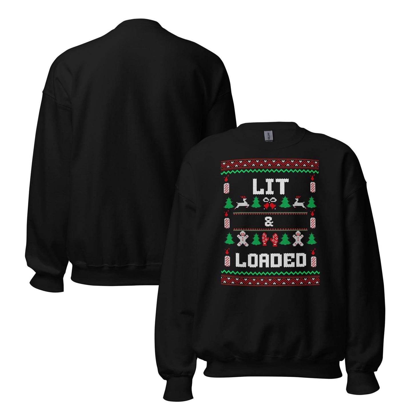 Lit & Loaded Funny Christmas Jumper | Ugly Xmas | Boozy Festive Party Outfit | Adult Secret Santa Gift