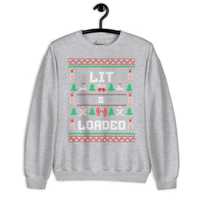 Lit & Loaded Funny Christmas Jumper | Ugly Xmas | Boozy Festive Party Outfit | Adult Secret Santa Gift