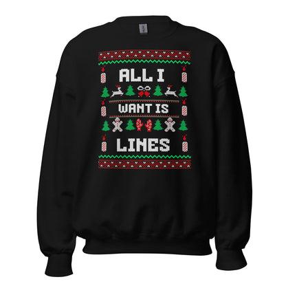 All I Want Is Lines Funny Christmas Jumper | Rude Xmas | Adult Festive Party Outfit | Secret Santa Gift